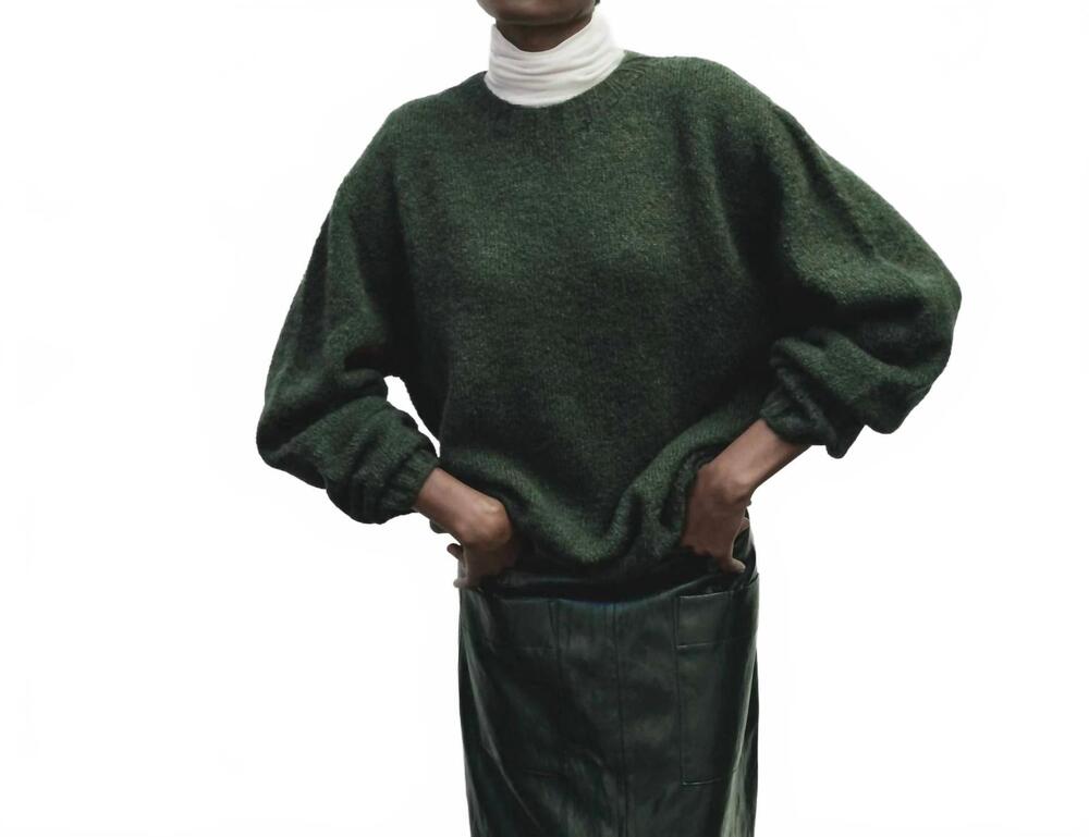 NEW MIJEONG PARK alpaca blend crew neck sweater in green